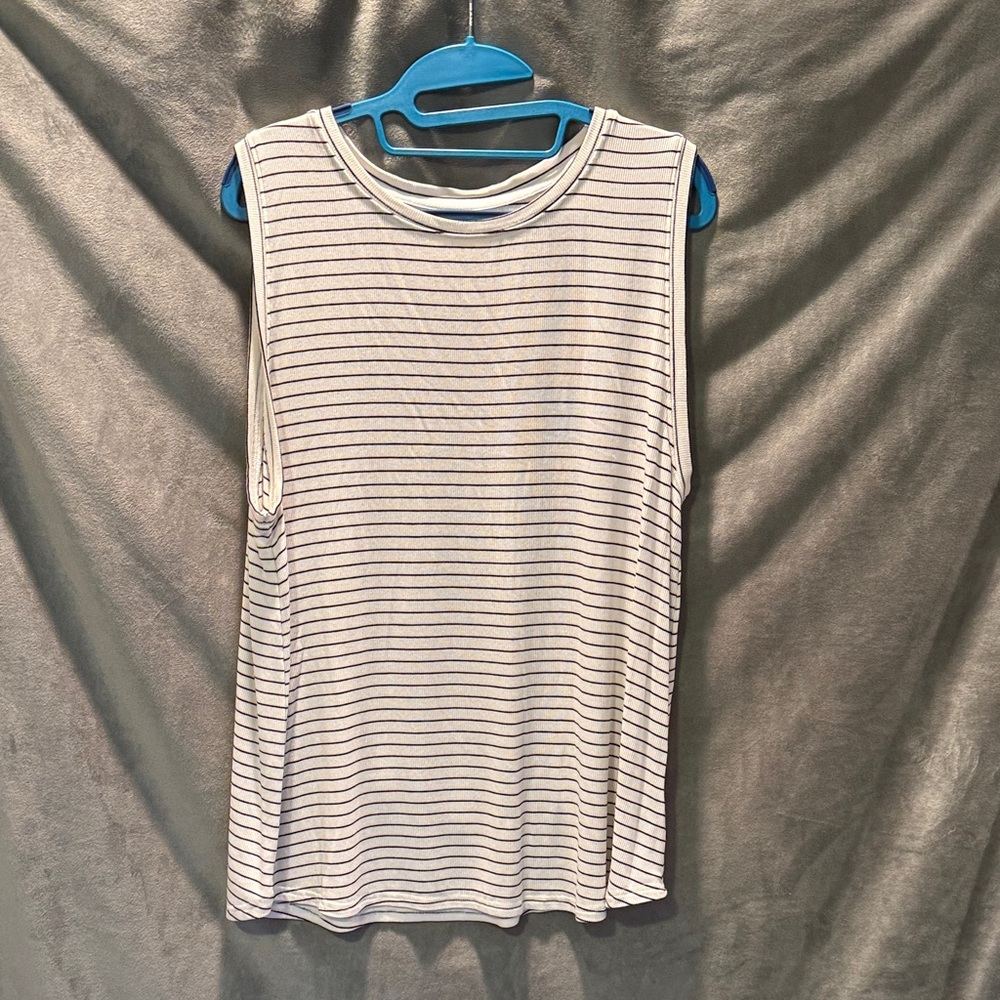 Thread & Supply Gray and White Striped Tank Top